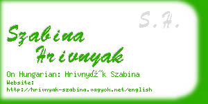 szabina hrivnyak business card